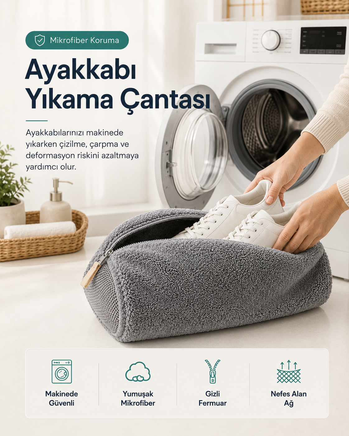 Renavyo™ Mikrofiber Ayakkabı Yıkama Çantası